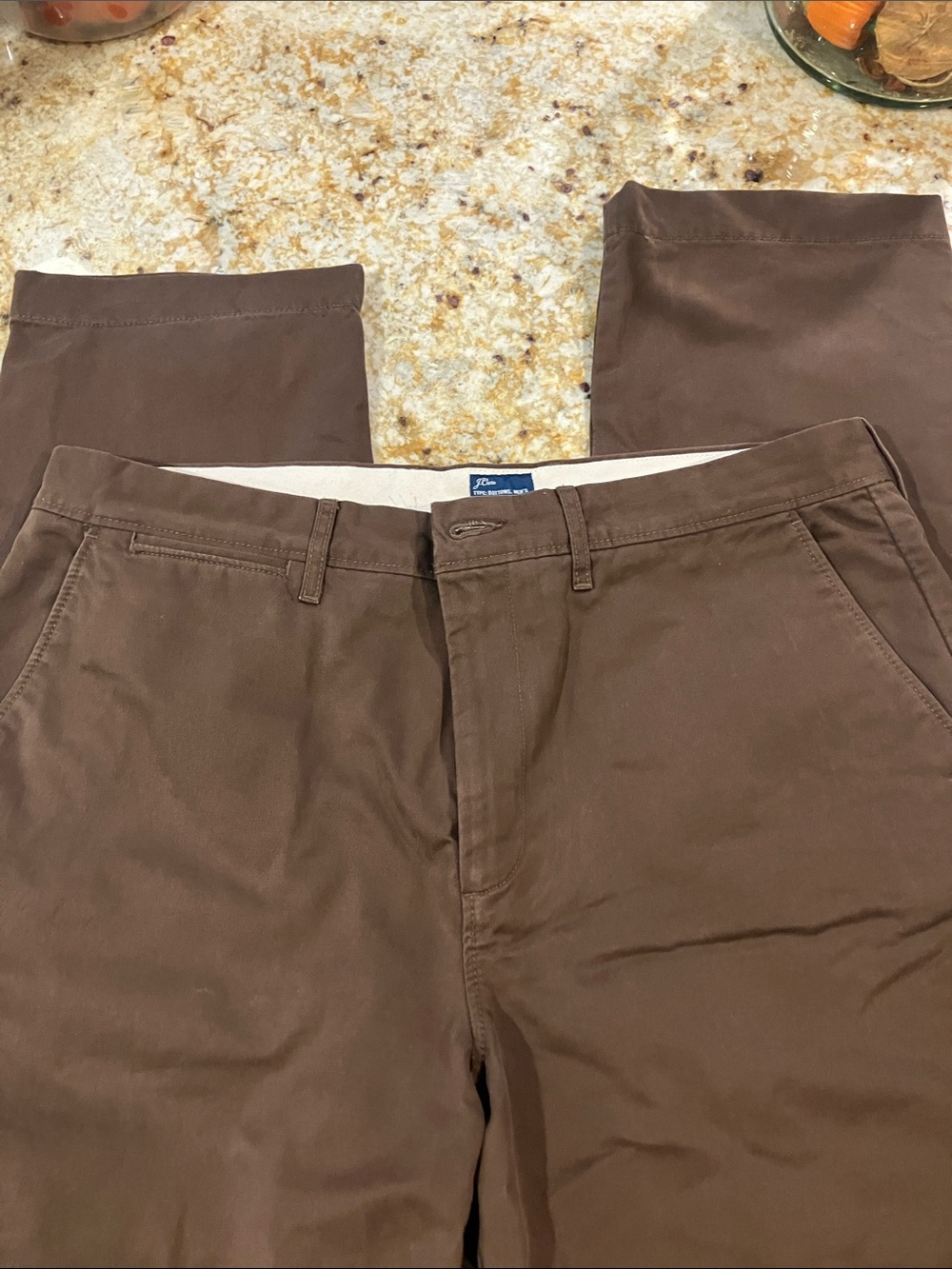 J. Crew Men's Brown Flat-Front Lined Chinos